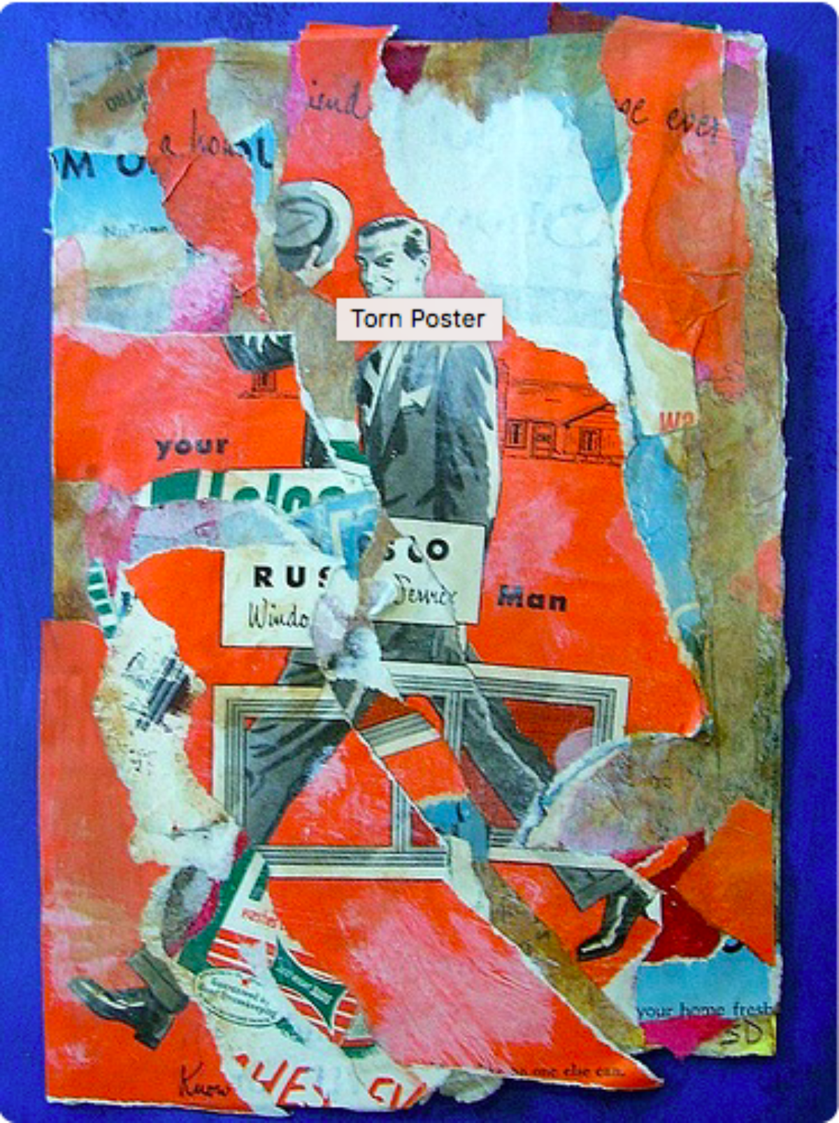 A collage poster of an illustrative man with a text of 
