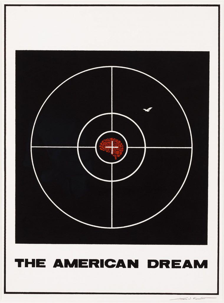 A silkscreen poster of a target.