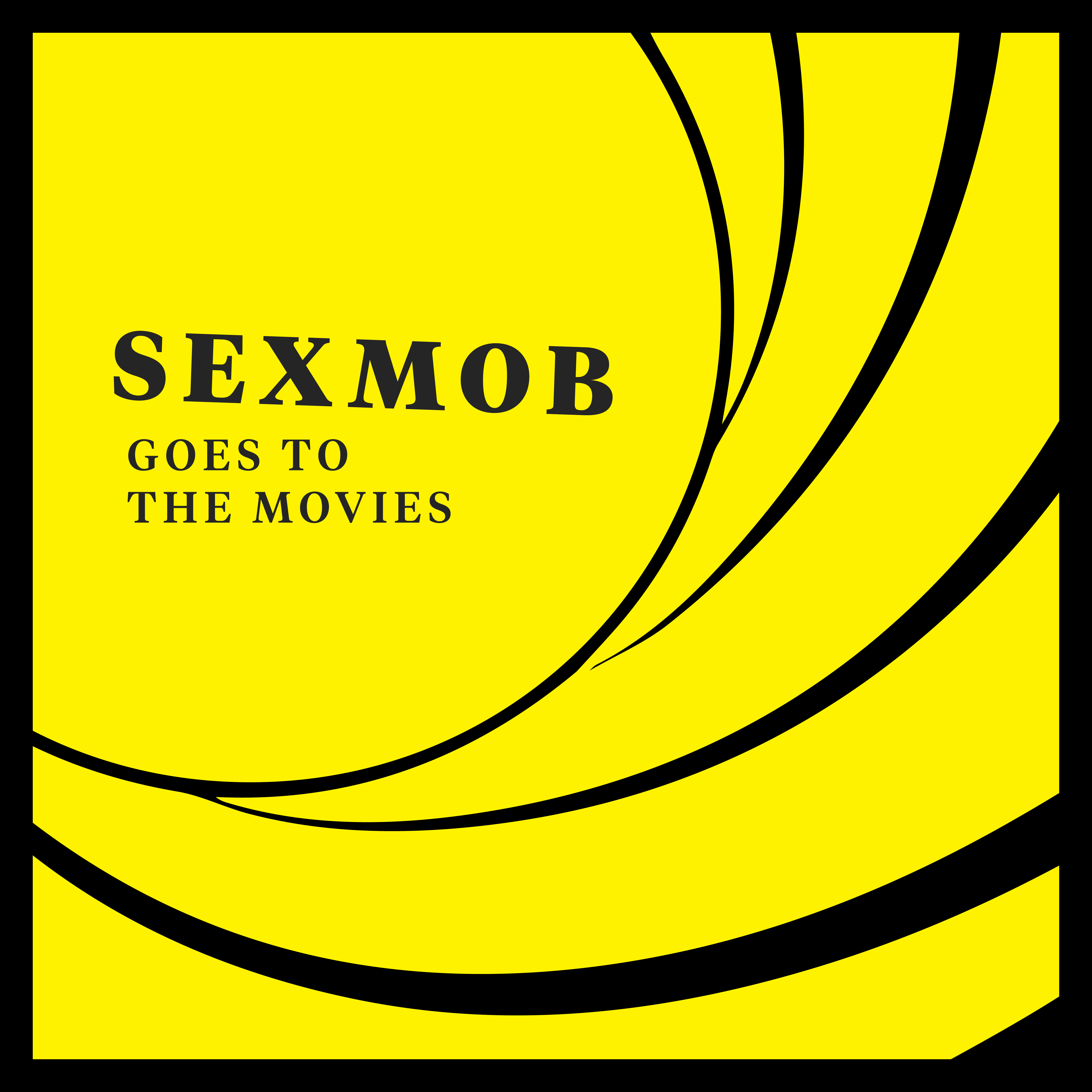 type-based poster with black text on a yellow background for the band Sex Mob