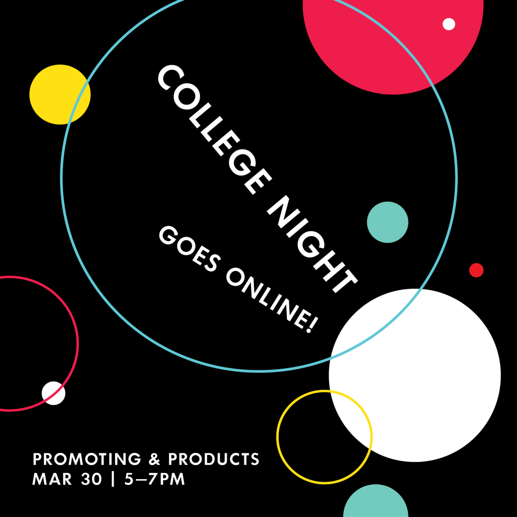 promotional graphic for a virtual College Night event by Poster House