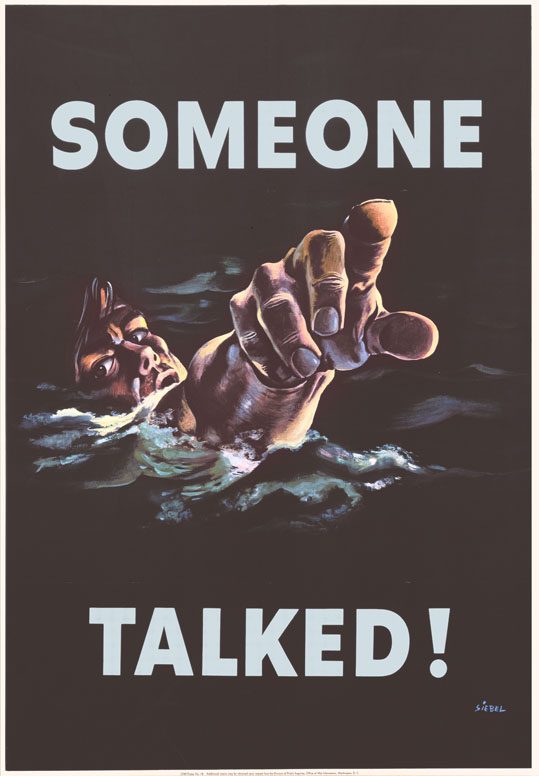 illustrative poster of a person surfacing from water and pointing a finger at the viewer