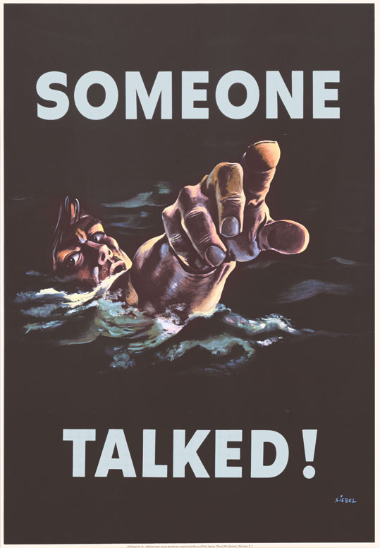 An illustrative poster of a person surfacing from water and pointing a finger at the viewer.