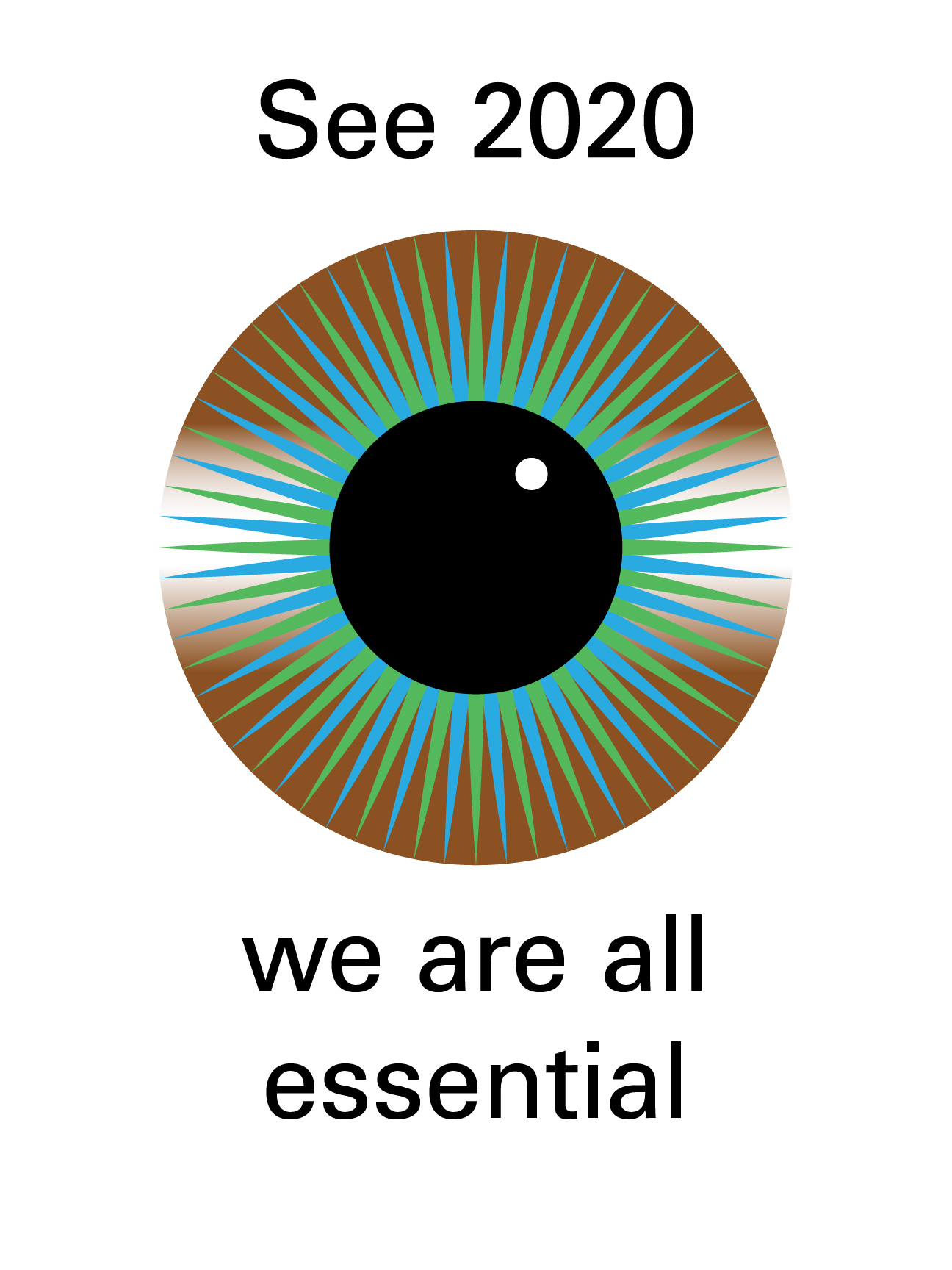 Illustrative poster of an eye. Black text against a white background: 