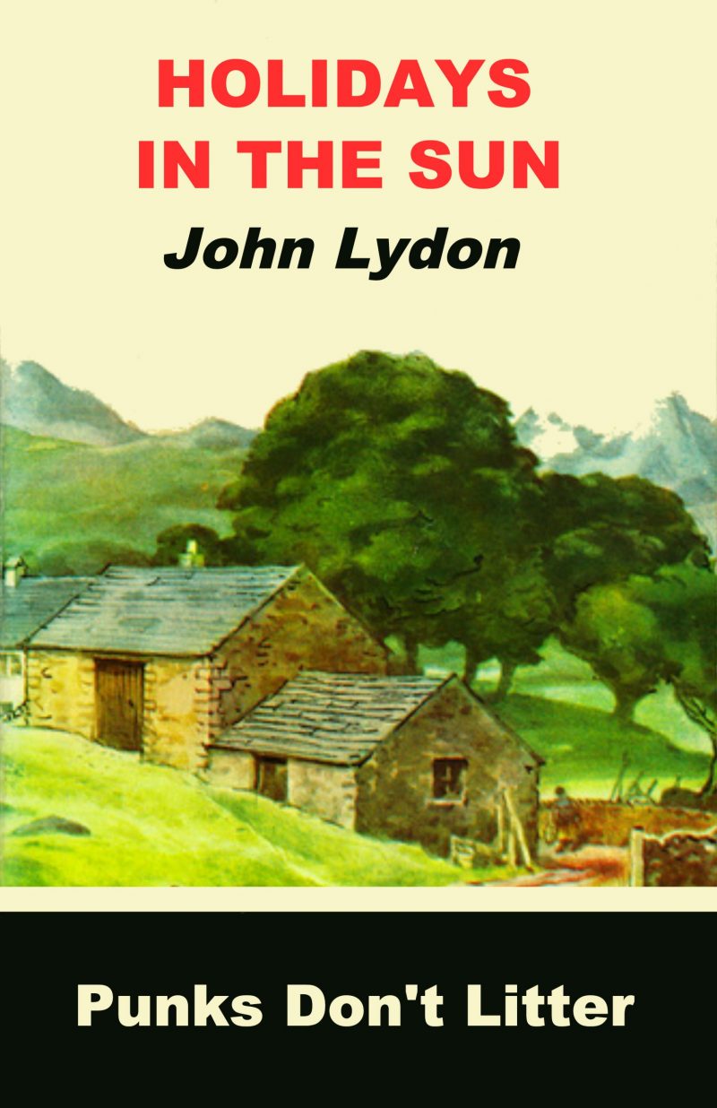 illustrative poster of a green hillside with houses. It is titled at the top,