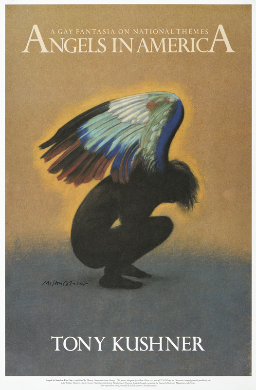 illustrational poster of an angel with rainbow wings crying