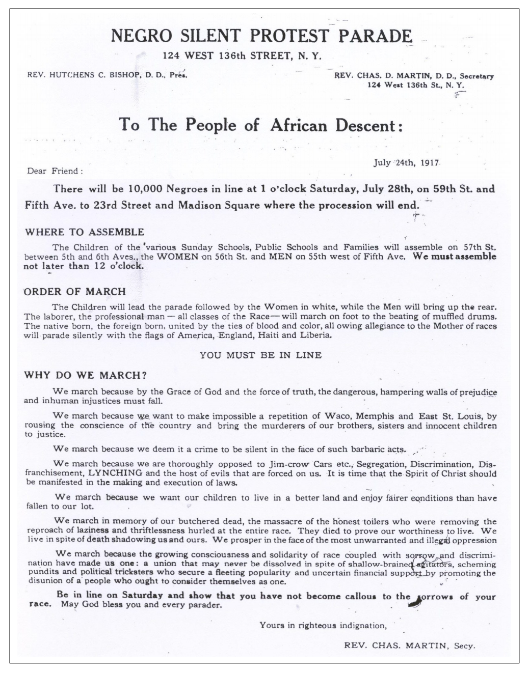 NAACP Silent Protest Parade, flyer, July 1917