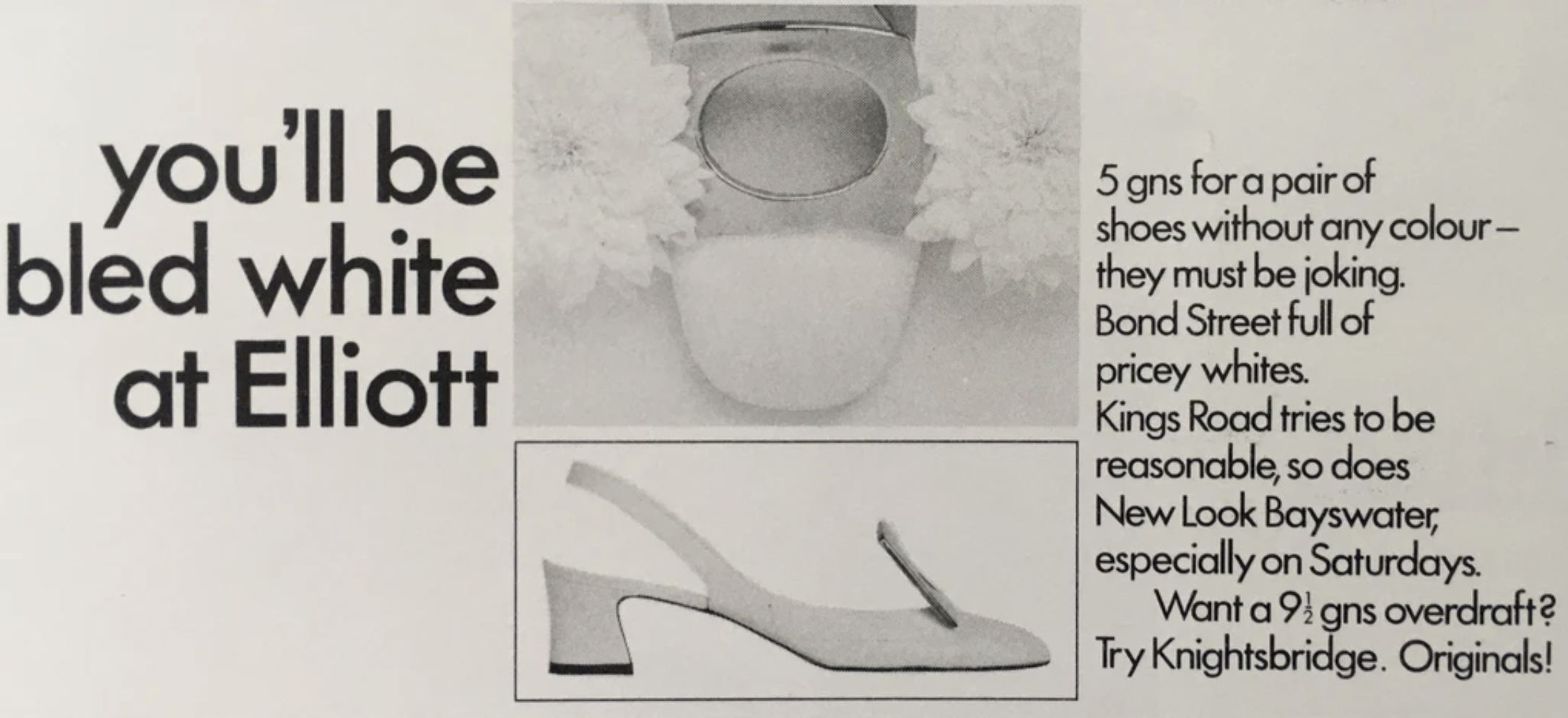 black and white shoe advertisement