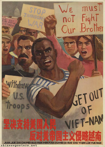 A lithographic poster of a black man leading a protest.