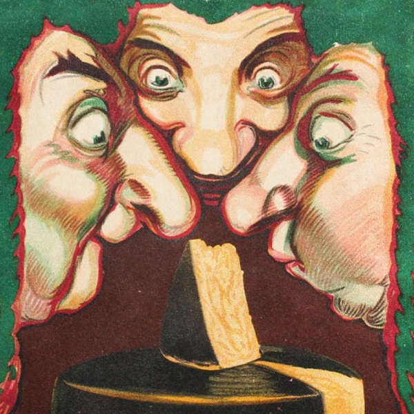 three judges with their nose up on a cheese slice placed on a cheese pound