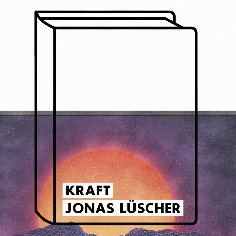 a half white image with a book doodle and a sun rising word Kraft written on the corner