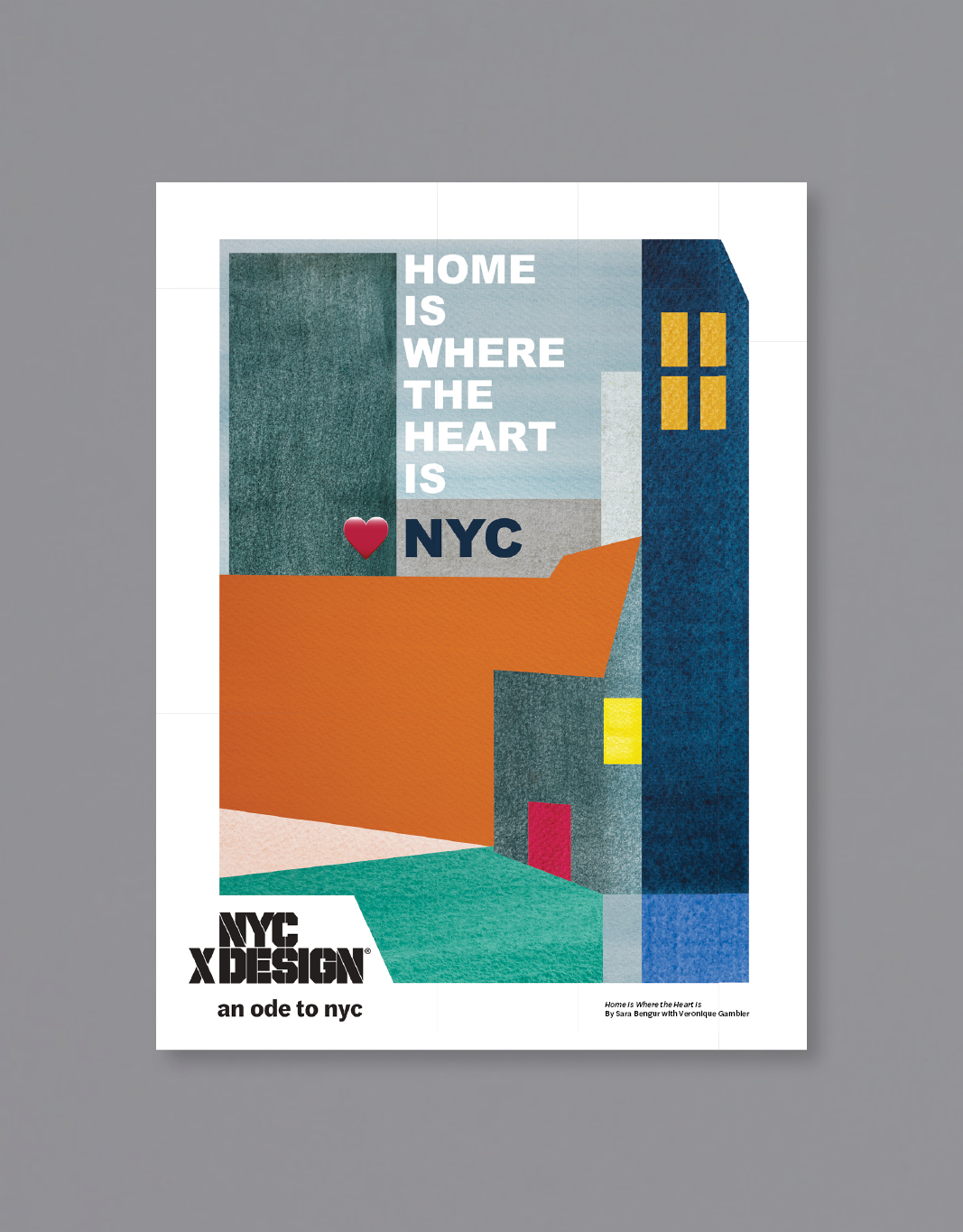 A poster showing The night of NYC in geometric shapes. The text is saying 