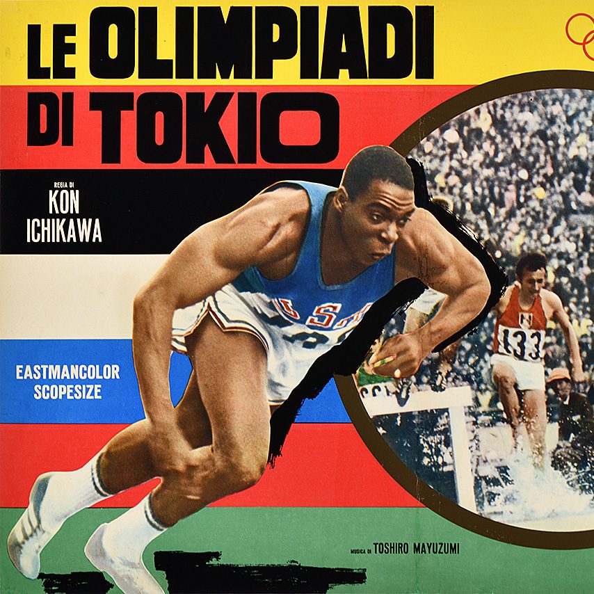 A movie poster of a male track runner running across the image.