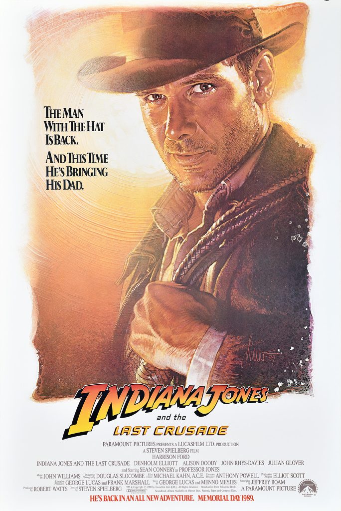 Illustrational poster of Indiana Jones with a whip over his shoulder.