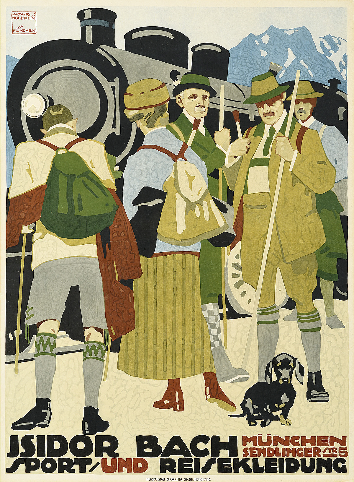 Poster of a group of Germanically dressed people standing outside a train.
