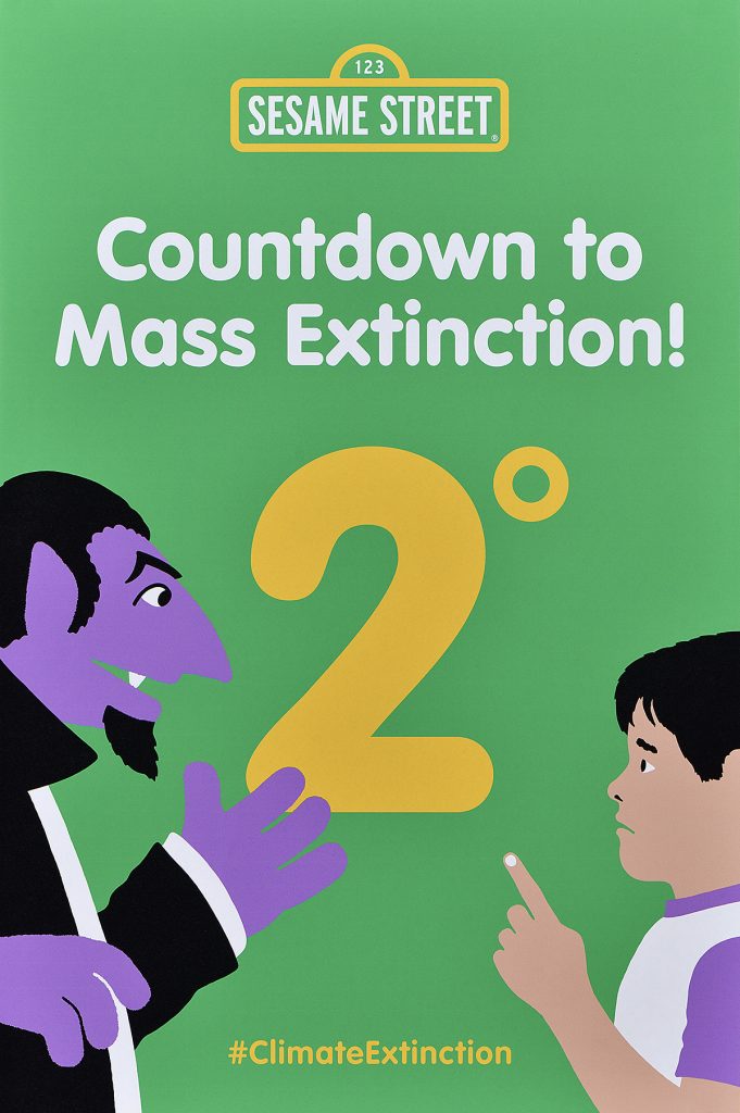 Poster of the Count from Sesame Street counting down with a child.