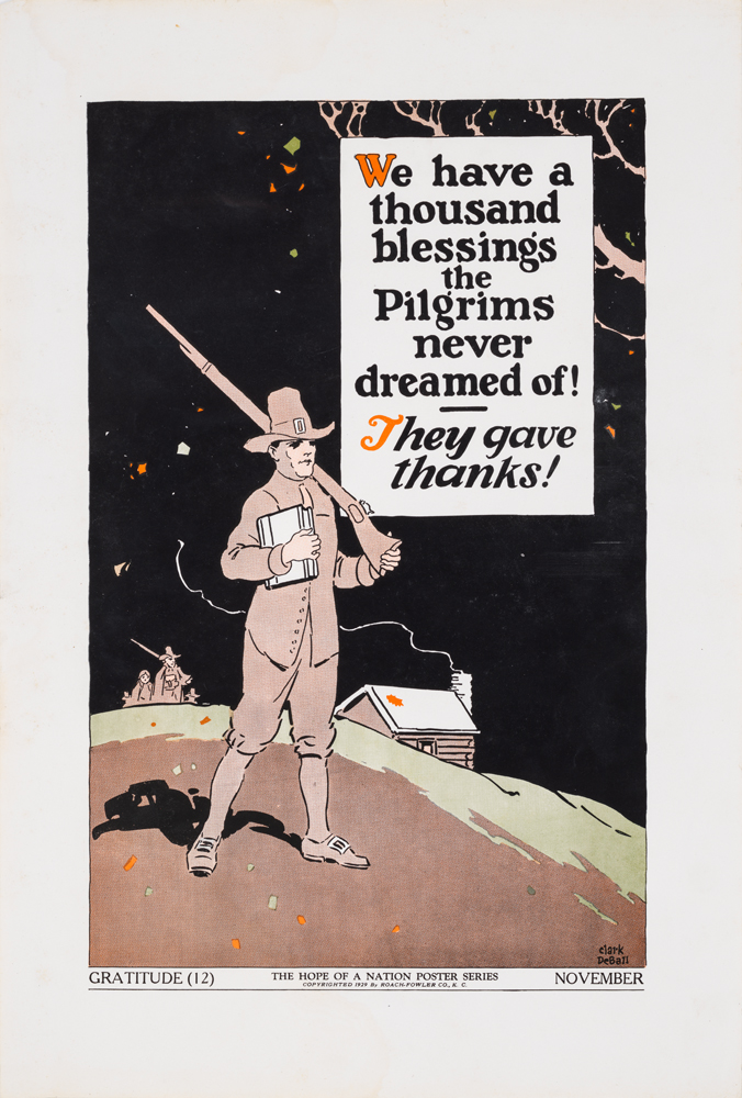 Poster of a pilgrim on an empty landscape at night, holding a gun.