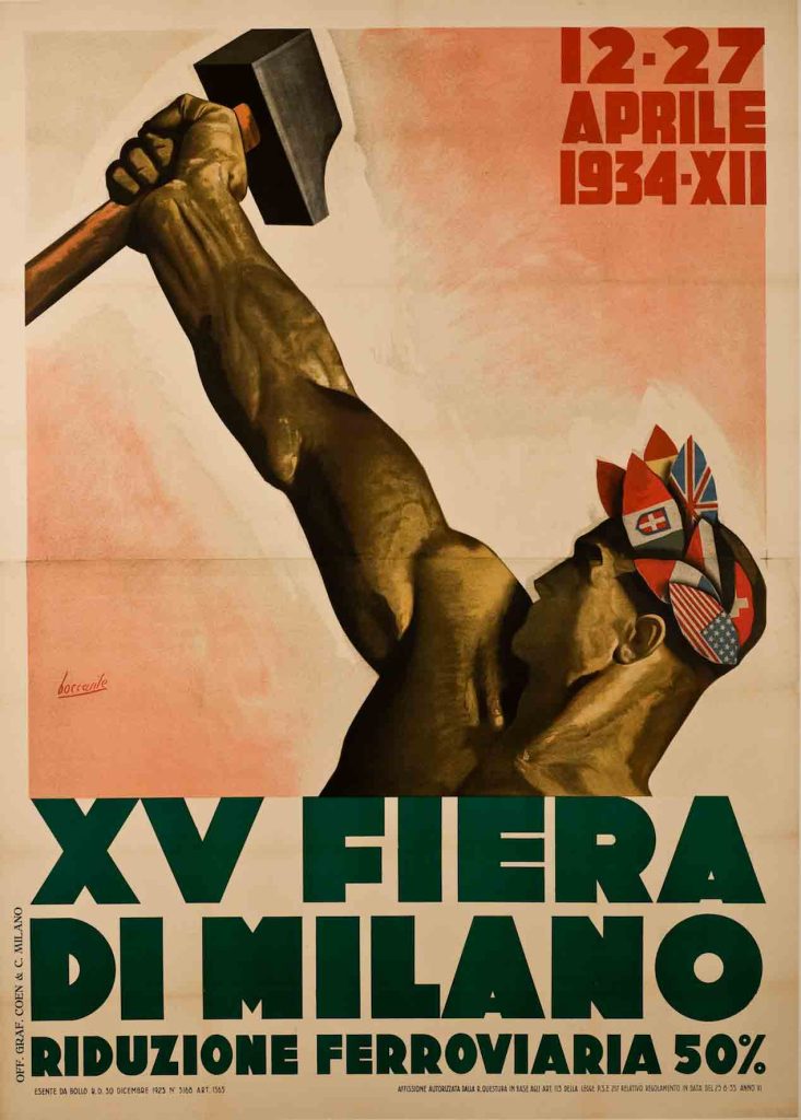 Poster of a heroic figure holding a hammer.