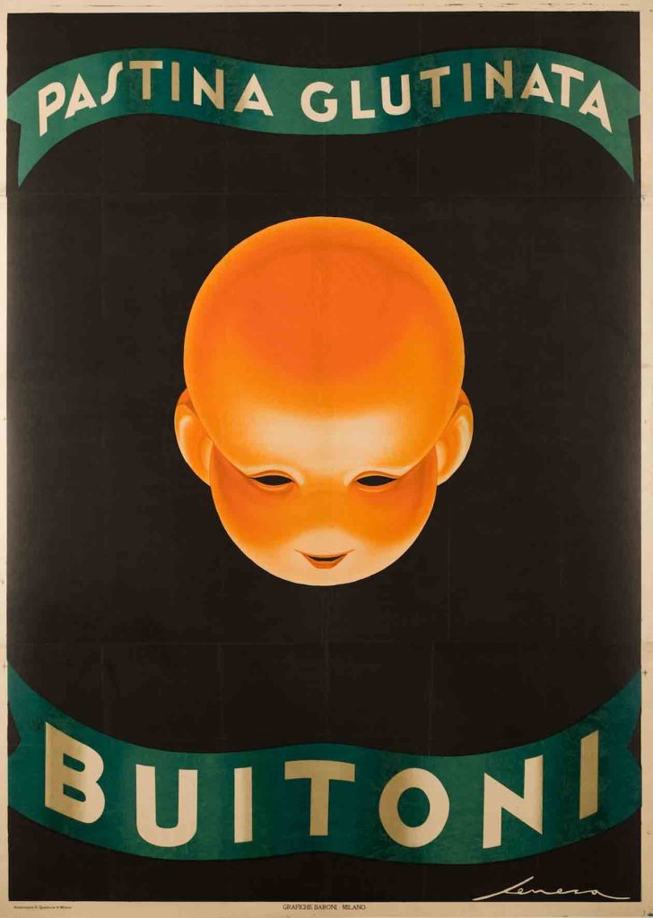 Poster of a giant orange floating baby head.