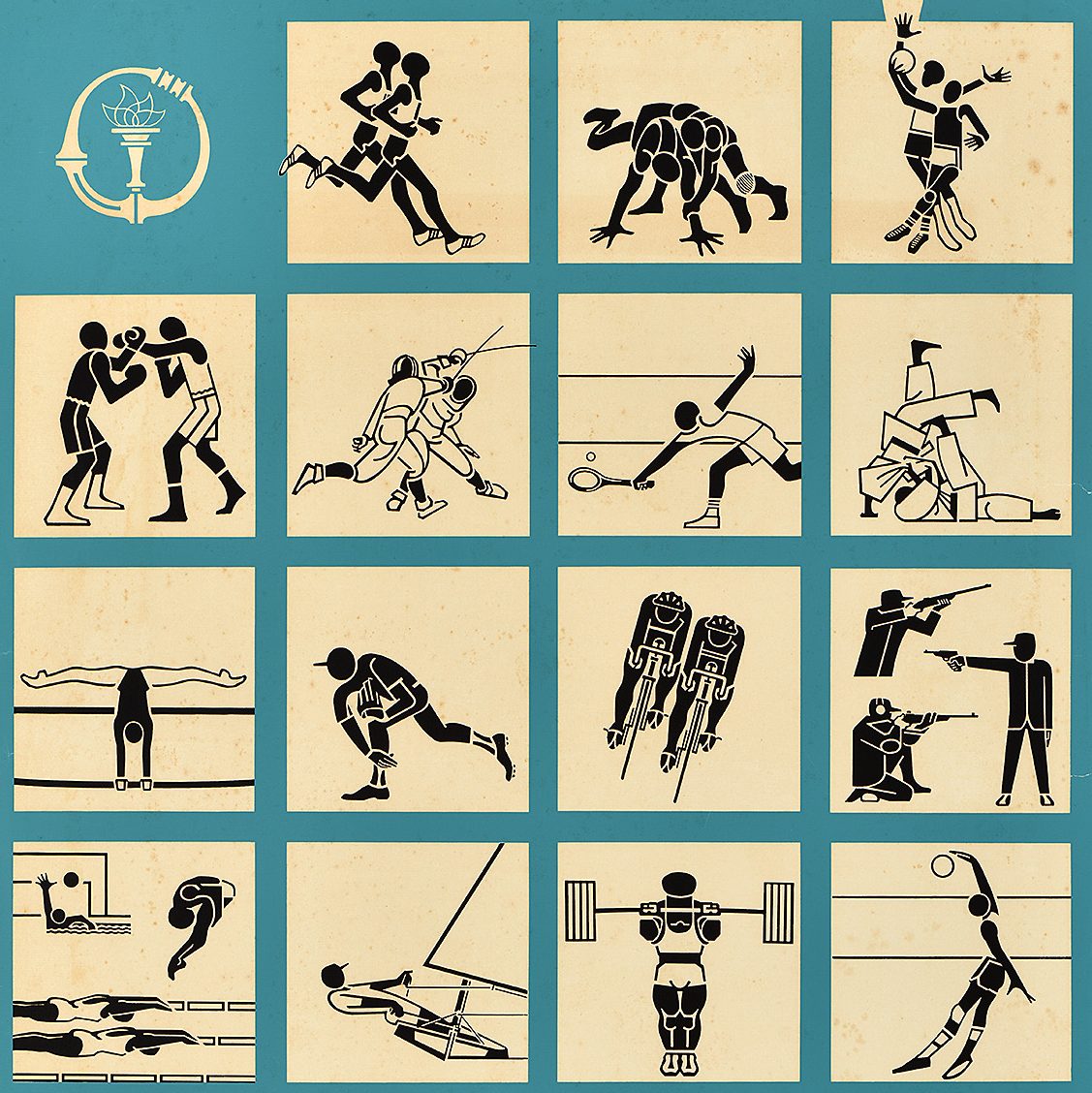 A poster depicting various icons representing sporting events