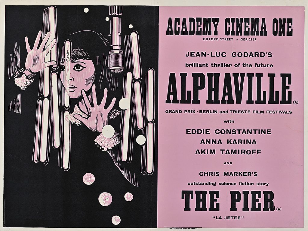 Poster of a woman with her hands splayed against glass, surrounded by long lights.