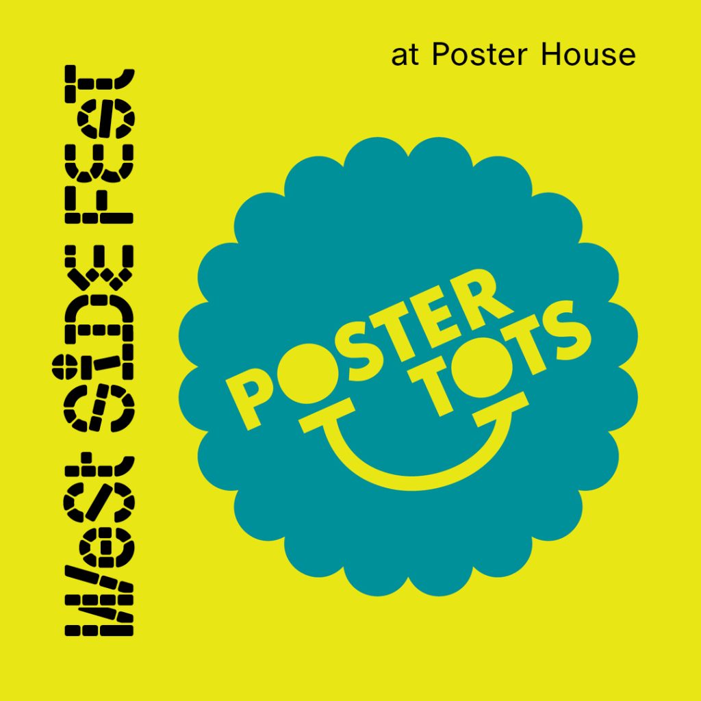 A digital yellow square and a multicolored image with black lettering