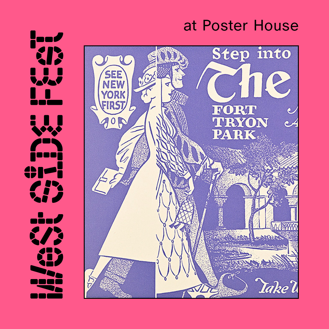 A digital pink square and a multicolored image with black lettering