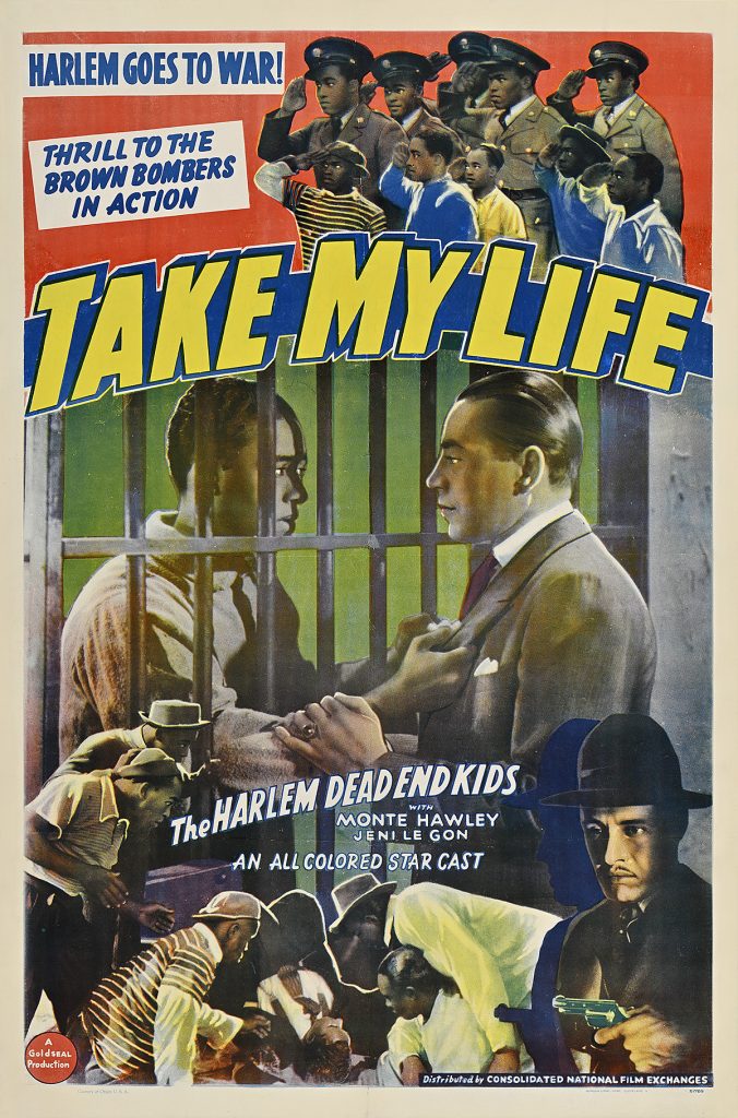 Poster of a man behind bars having a discussion with another man.