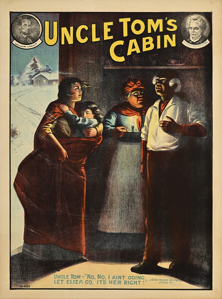 Poster of a group of three Black people having an intense discussion in a doorway.