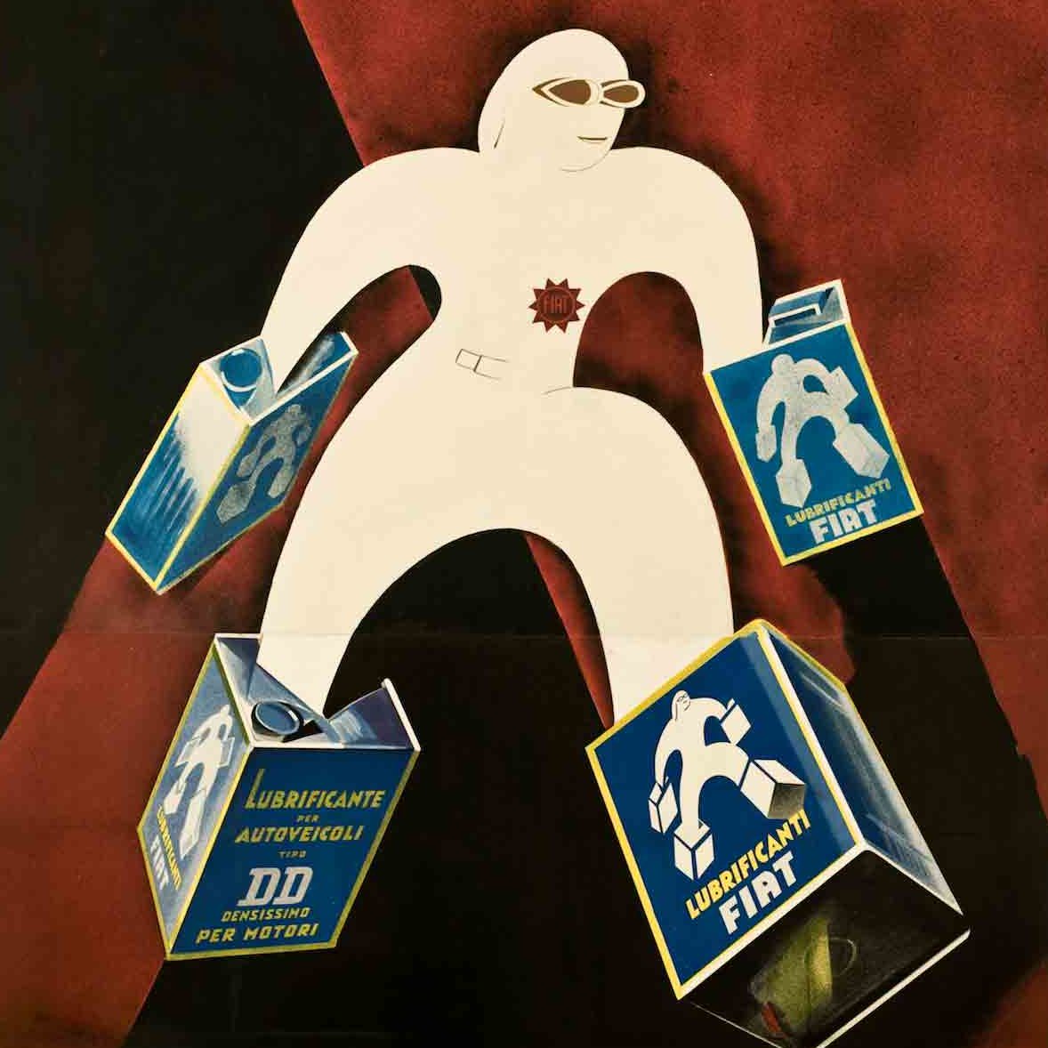 An avant gerde geometric figure with cans of oil attached to its limbs