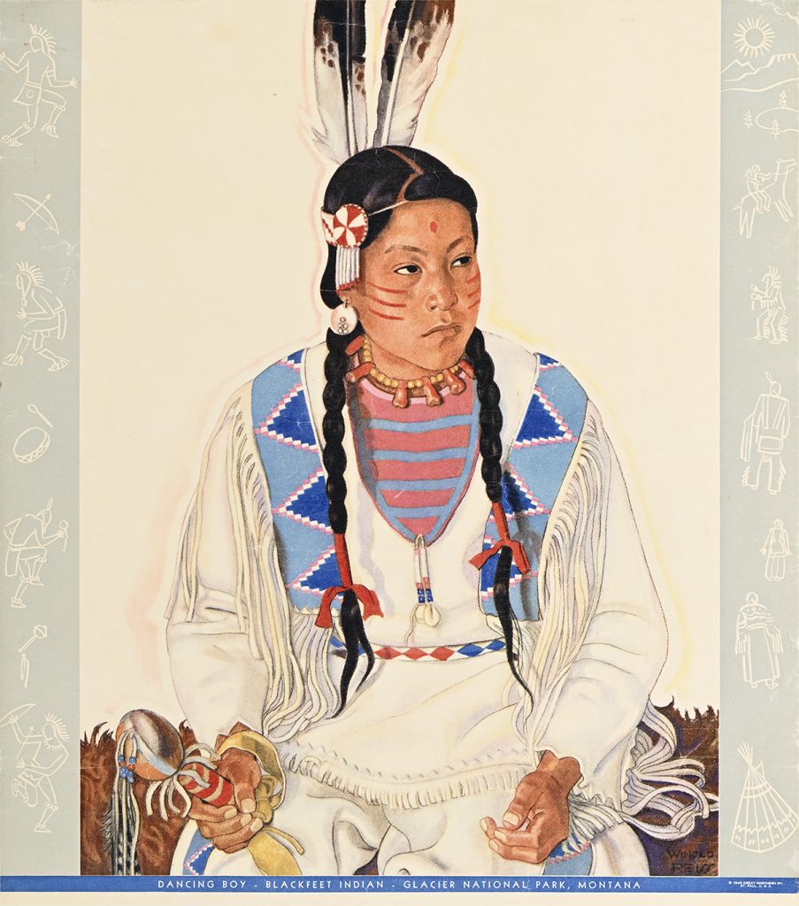 Poster of a young native boy sitting.