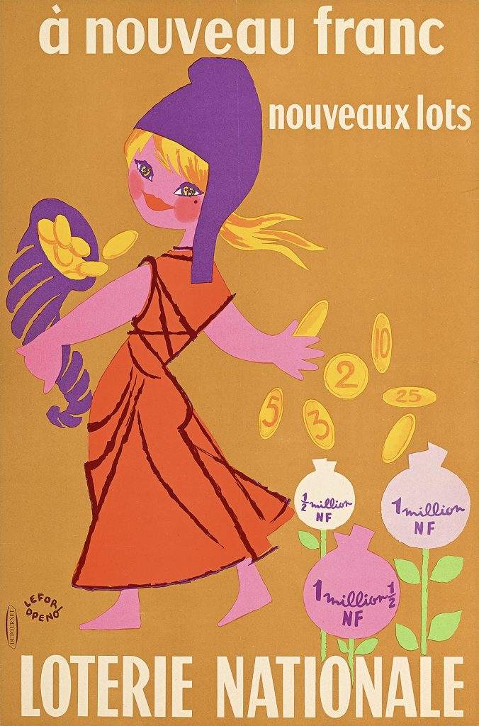 Woman sprinkling the earth with gold coins.