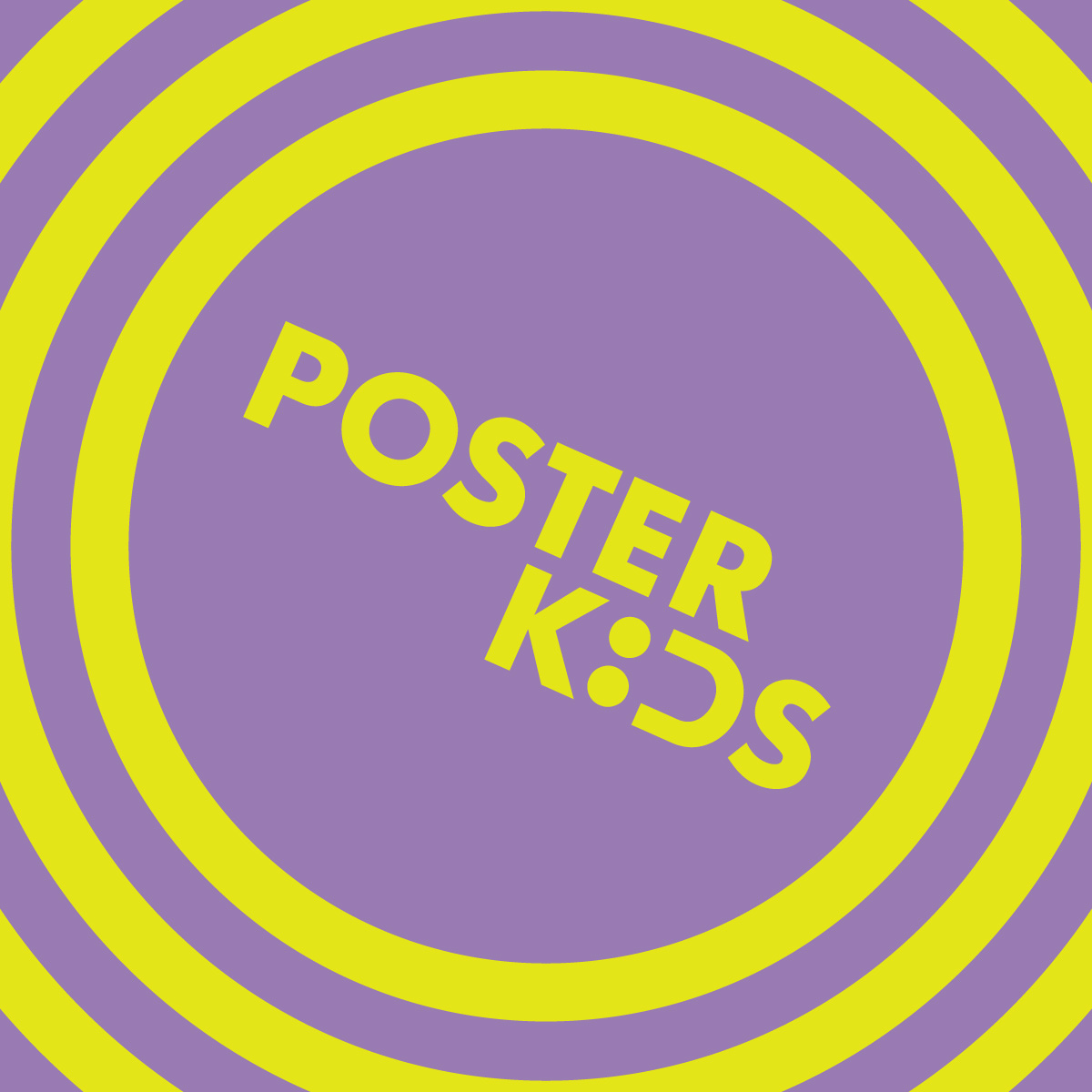 Poster Kids logo in purple and yellow color scheme