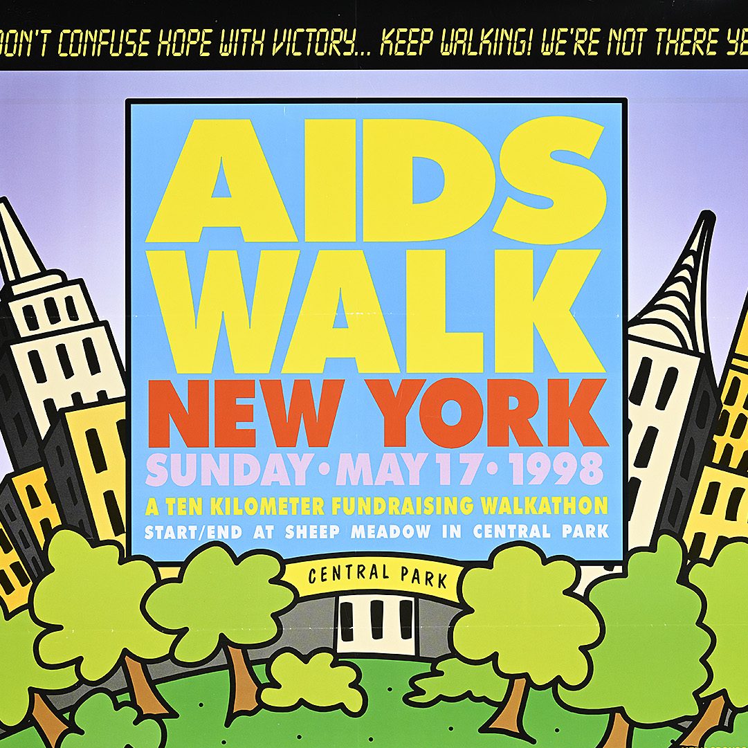 Poster advertising a fundraiser benefiting Gay Men's Health Crisis