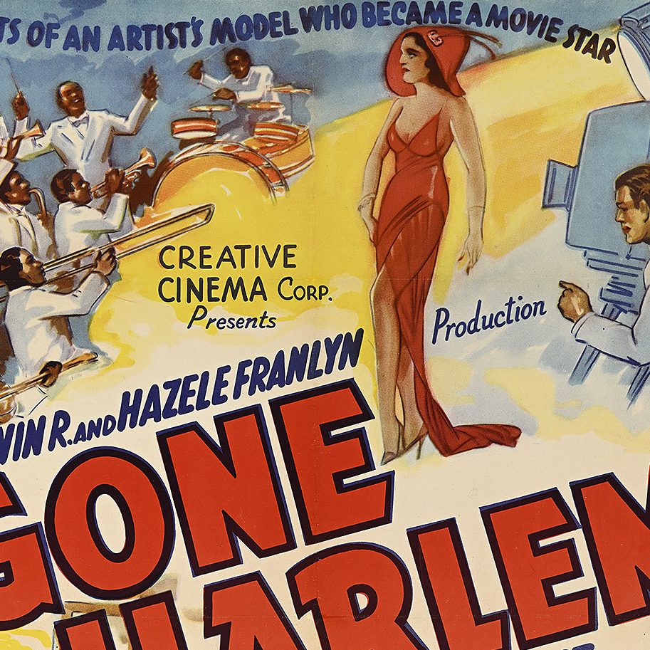 vintage, illustrated poster for the film Gone Harlem