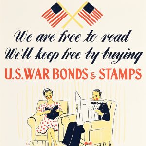 Two figures sitting on chairs reading.