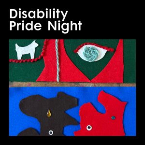 An abstract composition made out of brightly colored felt cut into bold, undefined shapes.