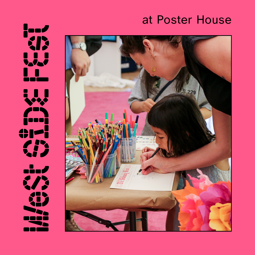 A child and an adult at a table doing an art project together.