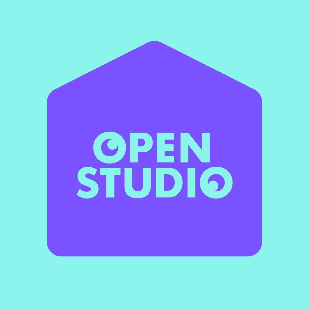 Open studio logo in purple and light blue.