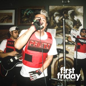 A rock band performing.